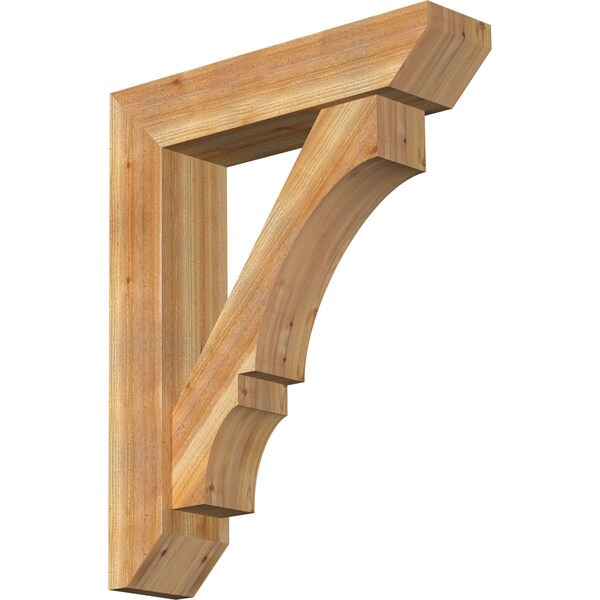 Ekena Millwork Balboa Slat Rough Sawn Bracket w/ Offset Brace, Western Red Cedar, 8"W x 34"D x 42"H BKT0806X34X42BOA06RWR - main